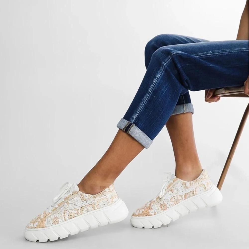 NWT Free People Catch Me If You Can Crochet Sneakers in Cream -Various sizes - Picture 1 of 9